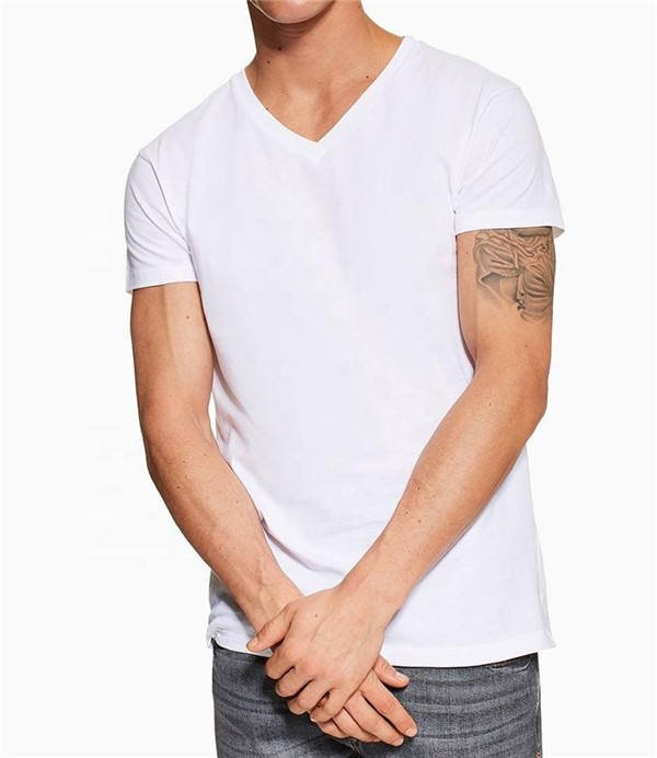 T shirt men low price v-neck white t-shirts