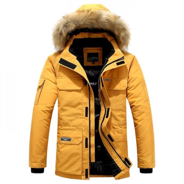 Men's Padded Regular Coat Regular Fit Jacket Solid Colored Yellow White Black