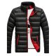 men's classic hooded puffer jacket,warm coat long sleeve stand collar zipper winter outwear with pockets down wine red