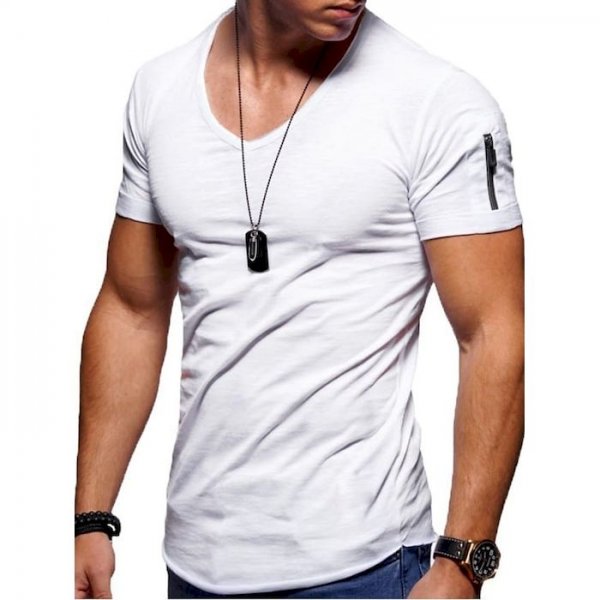 Men's Tee T shirt Solid Colored Short Sleeve Business Tops Poly&Cotton Blend Basic Slim Fit Comfortable Big and Tall V Neck