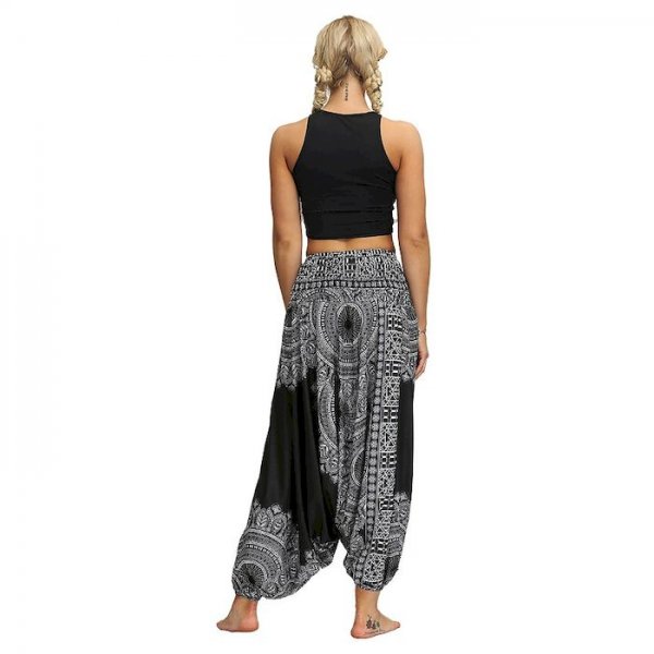 Women's Yoga Boho Comfort Sports Gym Yoga Pants Bloomers Pants Pattern Full Length Baggy Print Black Gray