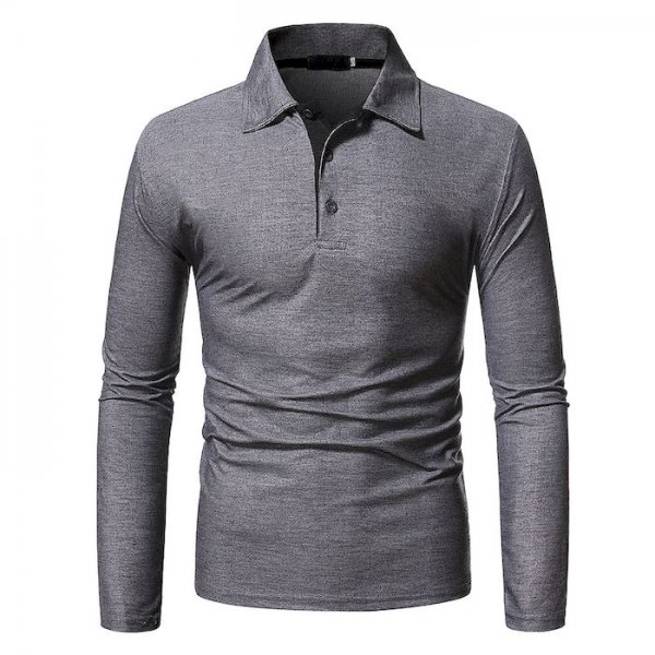 Men's Golf Shirt non-printing Plain Patchwork Solid Color Long Sleeve Casual Tops Cotton Casual Soft Breathable Black Dark Gray