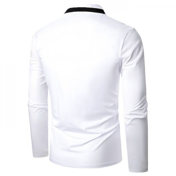 Men's Golf Shirt Solid Colored Embroidered Long Sleeve Daily Tops Business Round Neck White