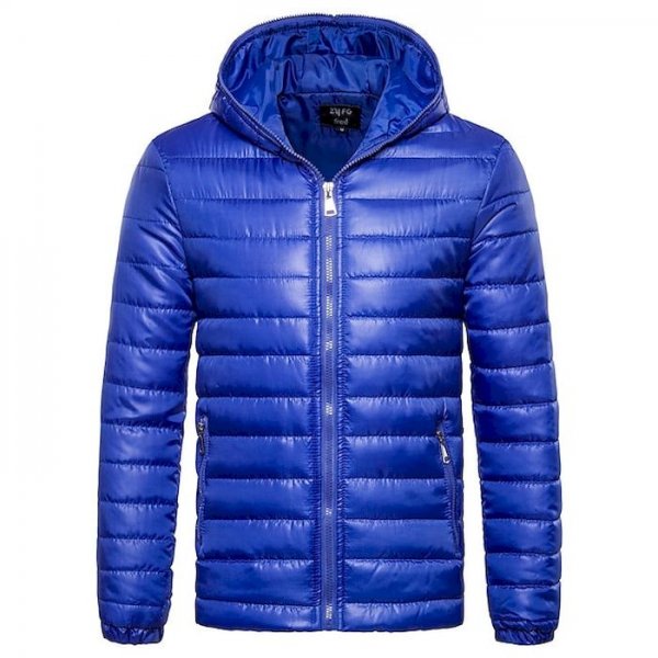 men's winter thermal hooded puff parka jacket lightweight zip up feather down jacket(be-2xl) royal blue