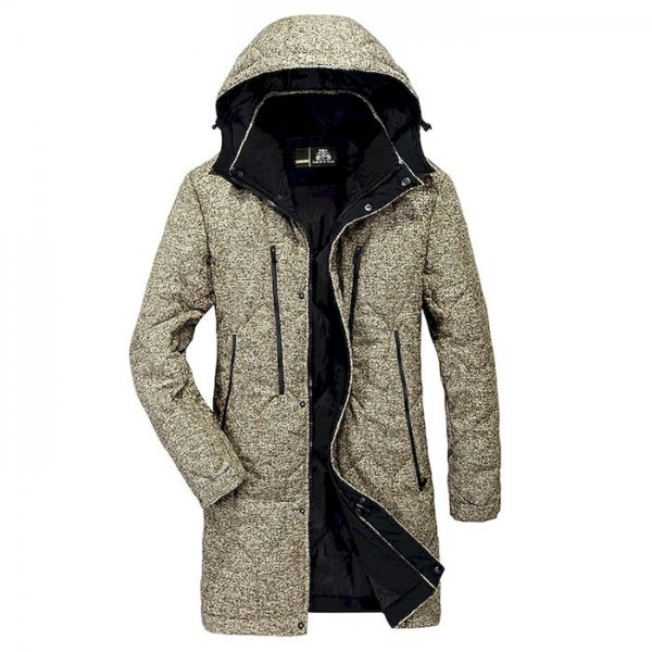 Men's Parka Long Coat Regular Fit Jacket Solid Colored Khaki Black