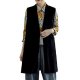 Women's Sleeveless Corduroy Cardigan Vest Midi Jacket Coat Black