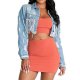 women's tassels classic ripped cropped backless denim jacket coat light blue s