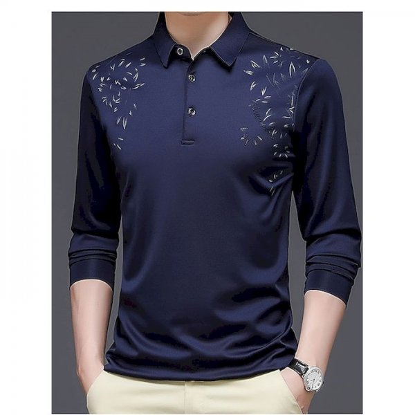 Men's Golf Shirt Other Prints Graphic Prints Long Sleeve Home Tops Fashion Classic Blue Black Navy Blue