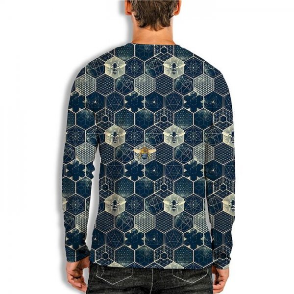 Men's Unisex Tee T shirt Shirt 3D Print Graphic Prints Geometry Print Long Sleeve Daily Tops Casual Designer Big and Tall Blue