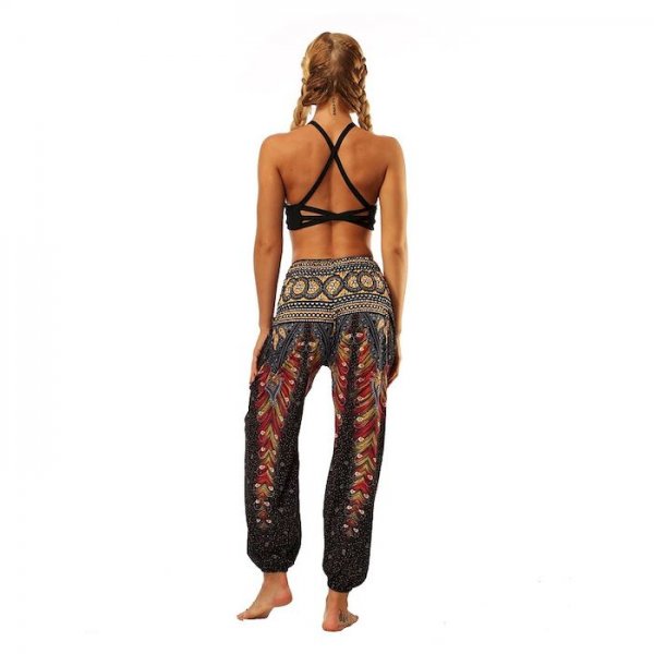 Women's Yoga Boho Comfort Plus Size Loose Gym Yoga Pants Bloomers Pants Pattern Full Length Print High Waist Purple