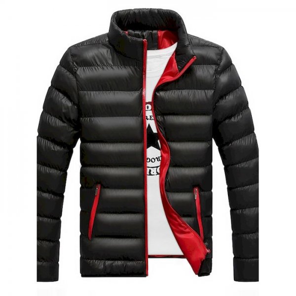 men's classic hooded puffer jacket,warm coat long sleeve stand collar zipper winter outwear with pockets down wine red